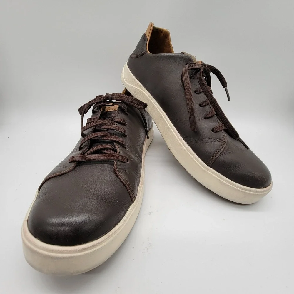 Olukai Lae'ahi Li'ili Men's Sz 10.5 Shoes Brown Leather Comfort Casual Sneakers